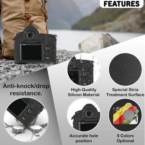 Miniatura 2 de Funda de cámara para Nikon D850 - Funda protectora de silicona para DSLR, jaula desmontable, a prueba de golpes, a prueba de polvo (negro)