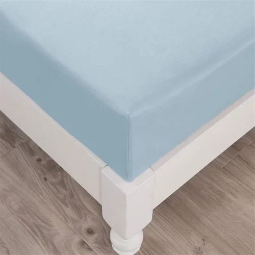 Miniatura 5 de DaDa Bedding - Lujoso juego de sábanas bajeras de algodón suave, color azul pastel sereno con fundas de almohada a juego, diseño de bolsillo