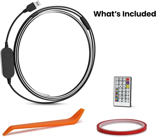 Miniatura 6 de Feit Electric Tira de luz LED para interiores de 5 pies, regulable, 0.1 pulgadas de ancho, persecución multicolor, alimentada por USB, patrones