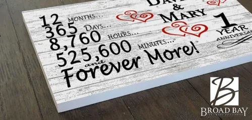 Miniatura 3 de Letrero personalizado de aniversario de 1 año, regalo de primer aniversario de boda, regalo para días de pareja, minutos, años, madera maciza, 16.5