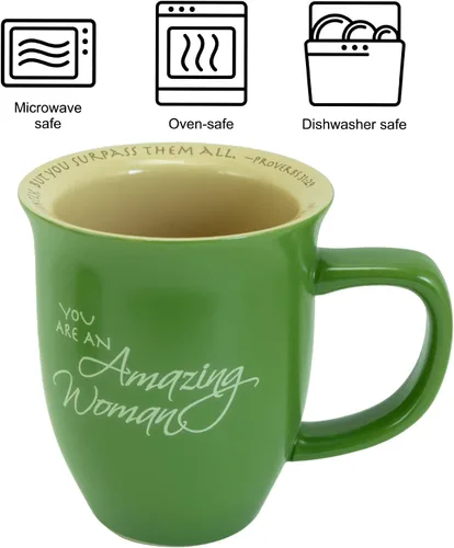 Miniatura 6 de Abbey Gift Juego de taza y posavasos de cerámica "Amazing Woman" Verde