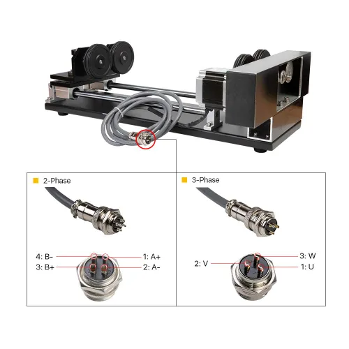 Miniatura 4 de Cloudray Accesorio giratorio láser de CO2 Eje giratorio de 2 ejes CNC Laser Accesorio giratorio con motor paso a paso 2 fases Nema 23