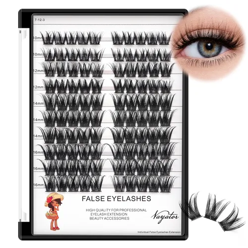 Miniatura 12 de Pestañas postizas, extensiones de pestañas individuales de rizo D de racimo ancho, 120 piezas por paquete, varias longitudes, suaves, cómodas