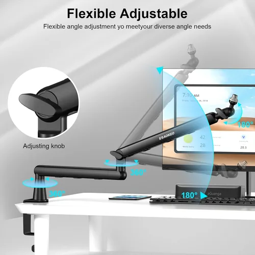 Miniatura 3 de Brazo de Micrófono, Aokeo AK-55 - Soporte de Brazo de Micrófono de Escritorio de Bajo Perfil Ajustable, Adecuado para Blue Yeti, Snowball iCE