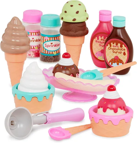 Battat – Play Circle – Comida de Juguete – Conjunto de Helados – Accesorios de Cocina para Niños – Juego de Simulación – Heladería Sweet Treats – 3+