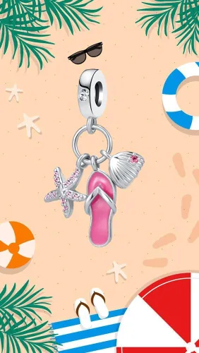 Miniatura 6 de Abalorio colgante de tortuga con diseño de estrella de mar y concha de mar para niñas y mujeres