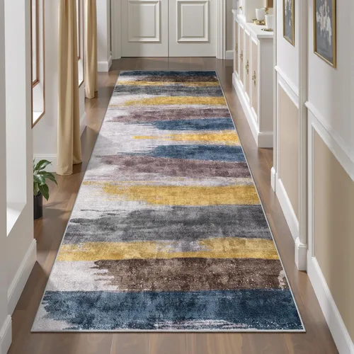 Miniatura 42 de Ciicool Alfombra de pasillo lavable de 2 x 6, alfombra moderna abstracta para pasillo, antideslizante, delgada, ligera, con estampado gris marino