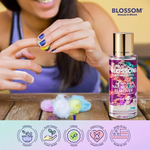 Miniatura 6 de Blossom Hidratante, hidratante, fortalecedor, aceite perfumado para cutículas + todo natural orgánico a base de plantas, removedor de esmalte
