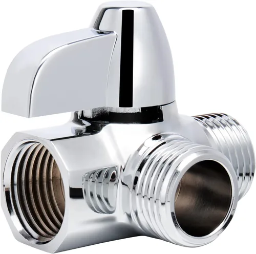 NearMoon - Brazo de regadera de latón macizo G1/2 pulgadas, válvula desviadora de 3 vías para regadera de mano y cabezal de pulverización fijo,