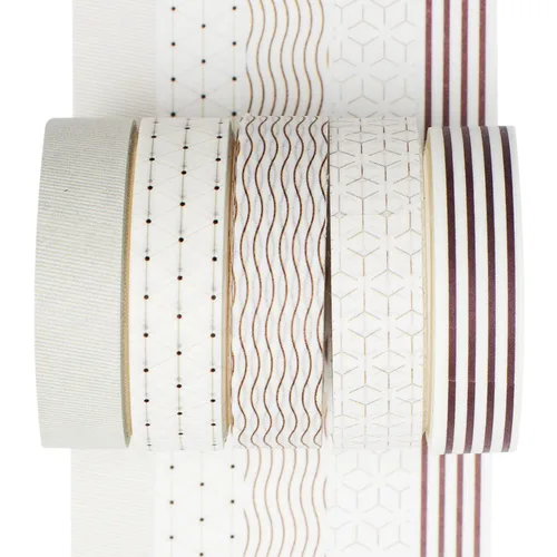 Juego de 5 Rollos de Cinta Washi Creativa Básica Delgada Cintas Decorativas para Artes, Manualidades DIY, Diarios de Viñetas, Planificadores, Punto