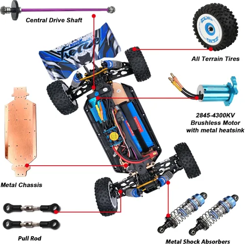Miniatura 4 de CKYSCHN WLtoys 124017(V2) Coche RC Rápido, 1/12 Coches RC Sin Escobillas, Coches RC Hobby Todoterreno 4x4 a 75km/h para Adultos, Coche RC de Control
