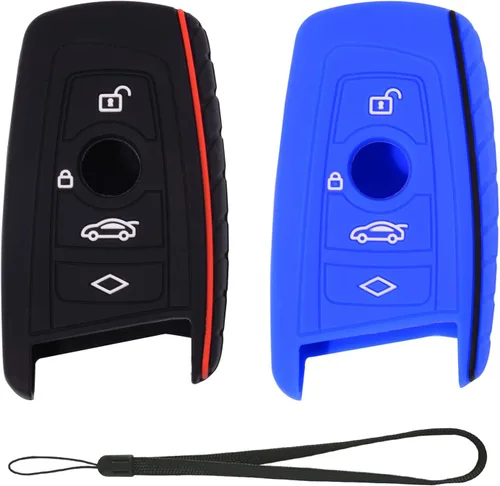 Miniatura 10 de Funda protectora de silicona compatible con BMW Trapezoid Style Key FOB - 3 botones y correa para la muñeca - Comprueba la configuración