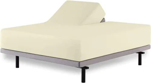 Miniatura 16 de Sábana bajera ajustable 100% algodón tamaño individual, larga - Sábana de algodón natural peinado de fibras largas, tejido satinado suave y sedoso