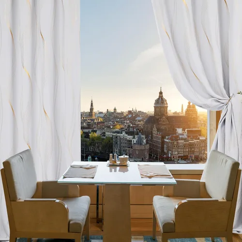 Miniatura 2 de Deconovo - Cortinas opacas con diseño dorado estampado y ojales, ondas/gris plateado claro, de 42 pulgadas de ancho x 84 pulgadas de largo Blanco