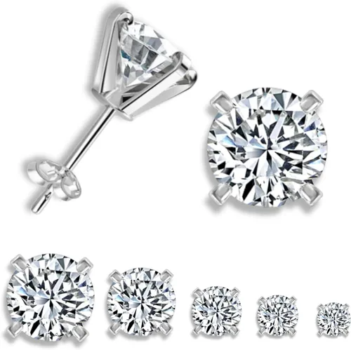 Minkaa Daisy 5 pares de aretes tipo dormilona con circonita cúbica, no alérgicos de acero inoxidable 316L, para pieles sensibles, para mujeres y
