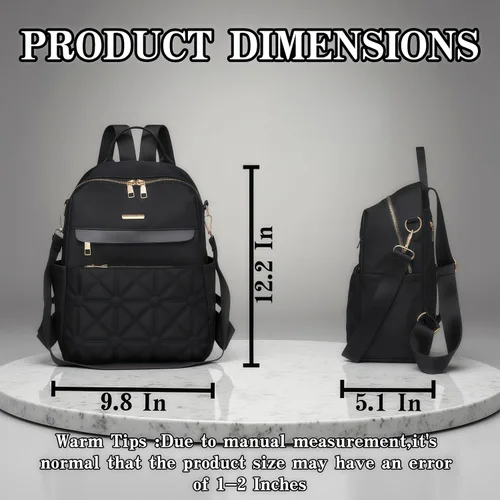 Miniatura 5 de Bolso tipo mochila para mujer, impermeable, Oxford, casual, bolso de mano de moda con múltiples bolsillos para el trabajo, viajes, uso diario (beige)