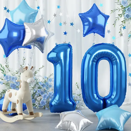 Miniatura 65 de Globo grande de aluminio 60, 40 pulgadas, color verde azulado oscuro, globo autoinflable del número 60 para hombres de 60 cumpleaños, globos de Azul