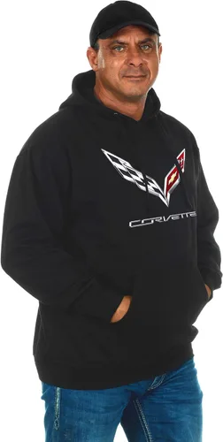 Miniatura 2 de JH DESIGN GROUP Sudaderas con capucha Chevy Corvette para hombre y con cremallera en 6 estilos, Clg6-negro