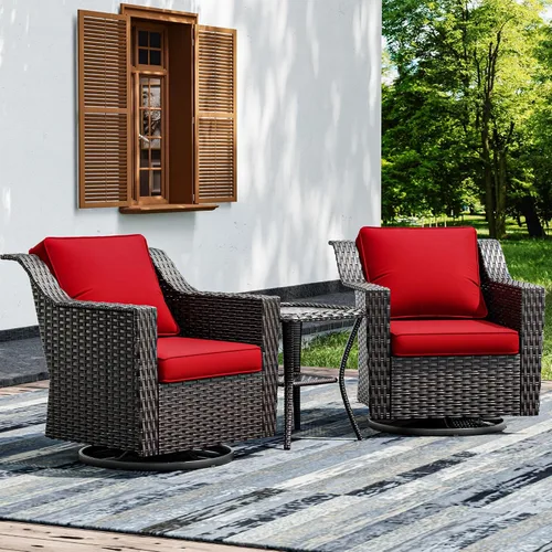 Miniatura 15 de Joyside Sofá de patio – Sofá de ratán de 3 plazas, sofá de respaldo alto para todo tipo de clima, tamaño grande mejorado con cojines de asiento de 4