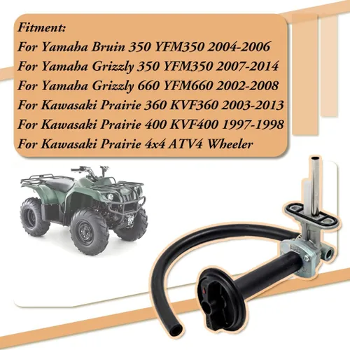 Miniatura 2 de Earlyred Válvula de gasolina con palanca para Yamaha ATV Grizzly 350 660 Bruin 350 YFM350 YFM660 para Kawasaki Prairie KVF 360 400 Reemplazar