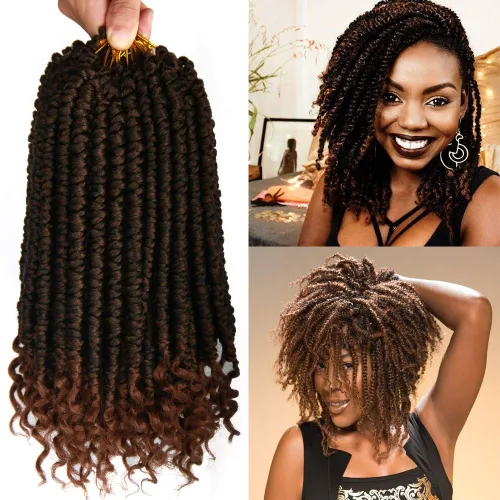 Miniatura 14 de ROSESSEA Cabello de ganchillo negro de 12 pulgadas para mujeres negras, 8 paquetes de trenzas de ganchillo, trenzas de ganchillo rizado con resorte