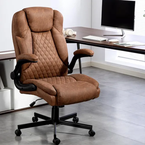 Silla de oficina grande y alta resistente con brazos abatibles – Silla ejecutiva ergonómica de escritorio para el hogar de 450 libras con asiento