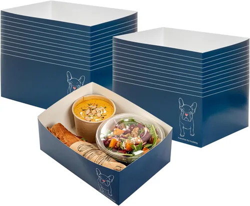 Miniatura 21 de Restaurantware Bio Tek - Bandejas de hamburguesas de 8.4 x 6 x 3.5 pulgadas, 100 bandejas de papel desechables para alimentos, bandejas de papel