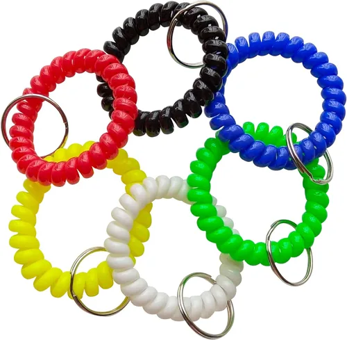 Miniatura 2 de Llavero de muñeca – Muñequera de espiral elástica con resorte para gimnasio, piscina, placa de identificación, llaves, C
