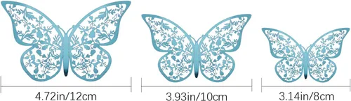 Miniatura 2 de AIEX 24 adornos de mariposa 3D con 3 tamaños diferentes (índigo)