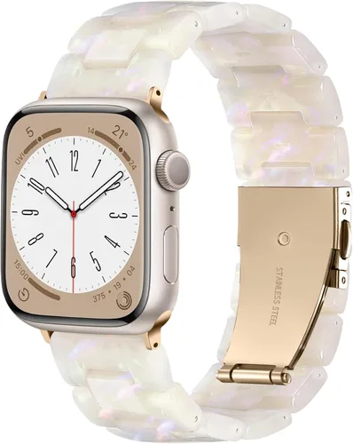 Miniatura 13 de Lerobo - Banda de resina compatible con Apple Watch Series 11/10/9/8/7 de 38mm 40mm 41mm 42mm 44mm 45mm 46mm 49mm, correa ligera de moda para iWatch