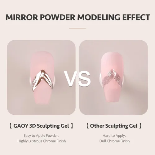 Miniatura 4 de GAOY Gel de escultura 3D para arte de uñas, gel de modelado semisólido para frotar polvo de uñas cromado, pegar diamantes de imitación y pintura,