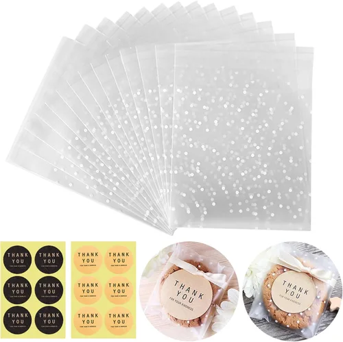 Searik Bolsas autoadhesivas para galletas con sello de 4 x 6 pulgadas, bolsas de plástico de celofán individuales de 4 mils, para bodas, fiestas,