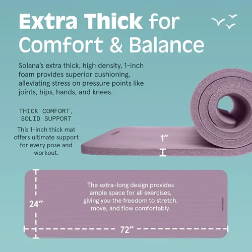 Miniatura 3 de Retrospec Solana - Tapete de yoga de 1 pulgada de grosor con correa de nailon, unisex, antideslizante, para yoga, pilates, estiramiento, ejercicios