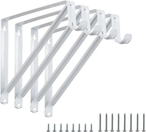Soportes de Barra de Armario de Servicio Pesado Paquete de 4, Soporte de Estante de Armario Montado en Pared, Soporte de Refuerzo para Estantes de