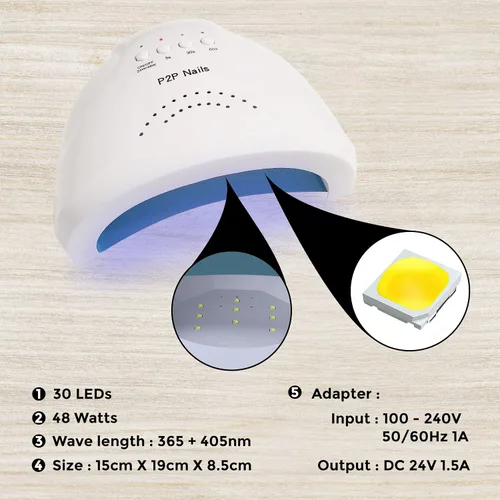 Miniatura 6 de P2P Nails Lámpara de uñas UV/LED – Luz de uñas para esmalte de uñas de secado rápido – Secador de uñas estilo salón para mujeres elegantes – Lámpara