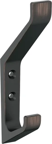 Amerock H37003ORB | Gancho decorativo de doble punta Emerge | Gancho de bronce cepillado al óleo para abrigos, sombreros, mochilas, bolsos | Ganchos