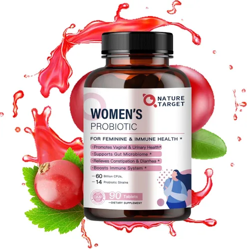 Miniatura 8 de NATURE TARGET Probióticos para mujeres con prebióticos, arándano y D-manosa, 60 mil millones de UFC, probióticos para mujeres para la salud