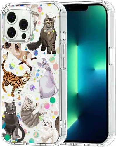 MOSNOVO Funda para iPhone 13 Pro Max, [Protección contra caídas de grado militar Buffertech de 6.6 pies] [Tecnología antidespegado] Funda Gato del