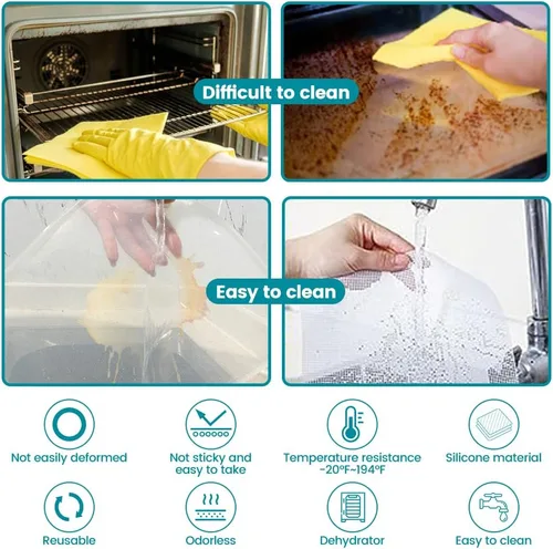 Miniatura 6 de 8 bandejas deshidratadoras de alimentos de silicona con borde, 8 alfombrillas de malla para secadora, hojas deshidratadoras de silicona