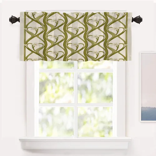 Miniatura 73 de Shrahala Art Nouveau Floral Pattern Blackout Curtain Tiers, Delicate Vine and Flower Design Kitchen Valance Light Blocking Tier Drapes with Rod