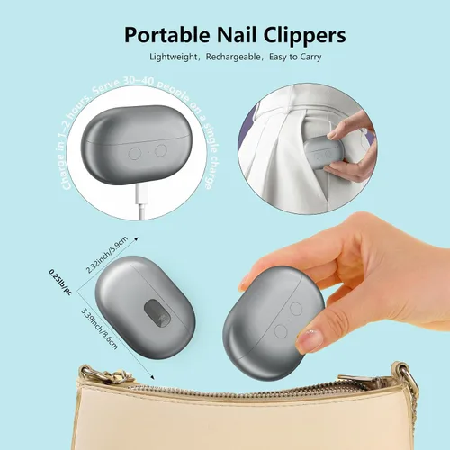 Miniatura 5 de Cortaúñas eléctrico inteligente, 3 en 1, recortador de uñas automático, atrapador de polvo integrado, luz LED, cortaúñas eléctrico recargable