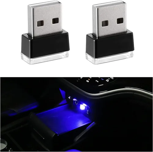 Miniatura 14 de 4 PCS Lámpara de Atmósfera Interior de Coche LED USB, Mini Luz Nocturna LED Portátil, Kit de Iluminación Ambiental de Maletero con Interfaz USB