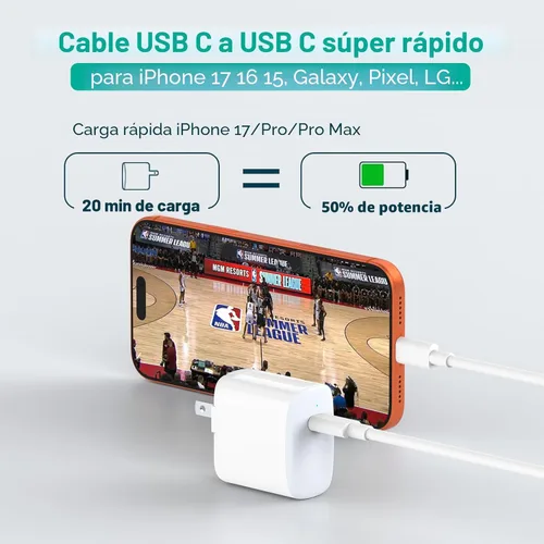Miniatura 5 de Paquete de 2 cables USB C a USB C de 10 pies para iPad Pro de 13/12.9/11 pulgadas, Air 5/4, Mini 6, MacBook Air/Pro Charger, iPhone 17/16/15 Pro