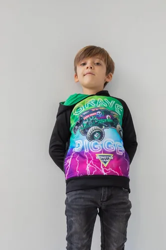 Miniatura 2 de Monster Jam Maximum Destruction El Toro Loco Grave Digger - Sudadera con capucha de forro polar para niños pequeños y grandes