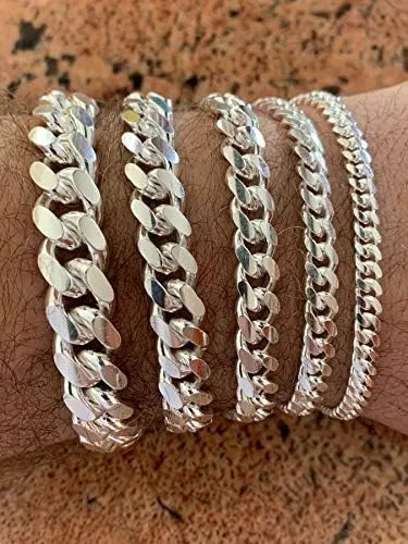 Miniatura 2 de Harlembling Pulsera de eslabones cubanos Miami de plata de ley 925 0197in 0236in 0315in 0394in 0472in 7 - 9 pulgadas fabricado en Italia para hombre
