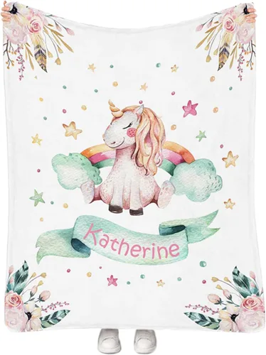 Miniatura 16 de Manta personalizada de sirena para niñas, manta de envoltura personalizada con nombre, manta de forro polar suave para niños recién nacidos, manta