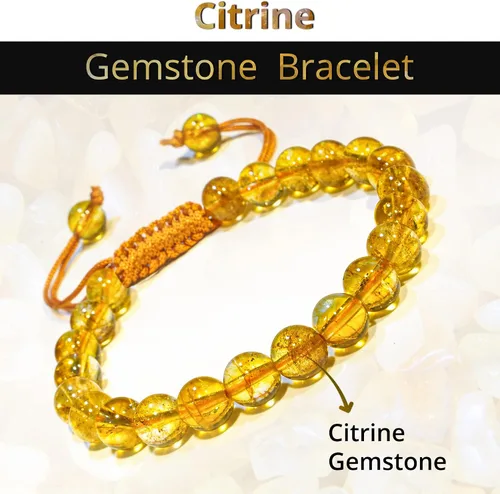 Miniatura 10 de Adjustable Crystal Bracelet – Gemstone Bead Bracelet with Adjustable Macrame String – Chic Gemstone Bracelet for Men and Women – 8mm Round Healing