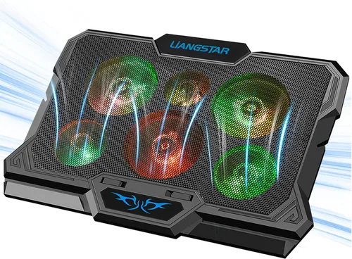 Miniatura 9 de LIANGSTAR Almohadilla de enfriamiento para laptop, enfriador de laptop con 6 ventiladores silenciosos para portátiles de 12 a 17 pulgadas, soporte