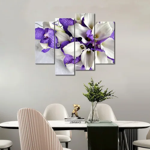 Miniatura 6 de Arte de pared de flores moradas, lienzo de lirio de cala, ramo de flores, fotos de cocina, impresión en lienzo con flores para sala de estar