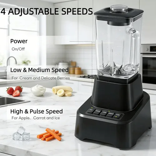 Miniatura 5 de Simple Deluxe Licuadora para batidos, potente batidora de encimera de 850 W para cocina, jarra de vidrio grande de 54 onzas, 4 velocidades con pulso
